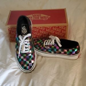 Vans iridescent check lace up